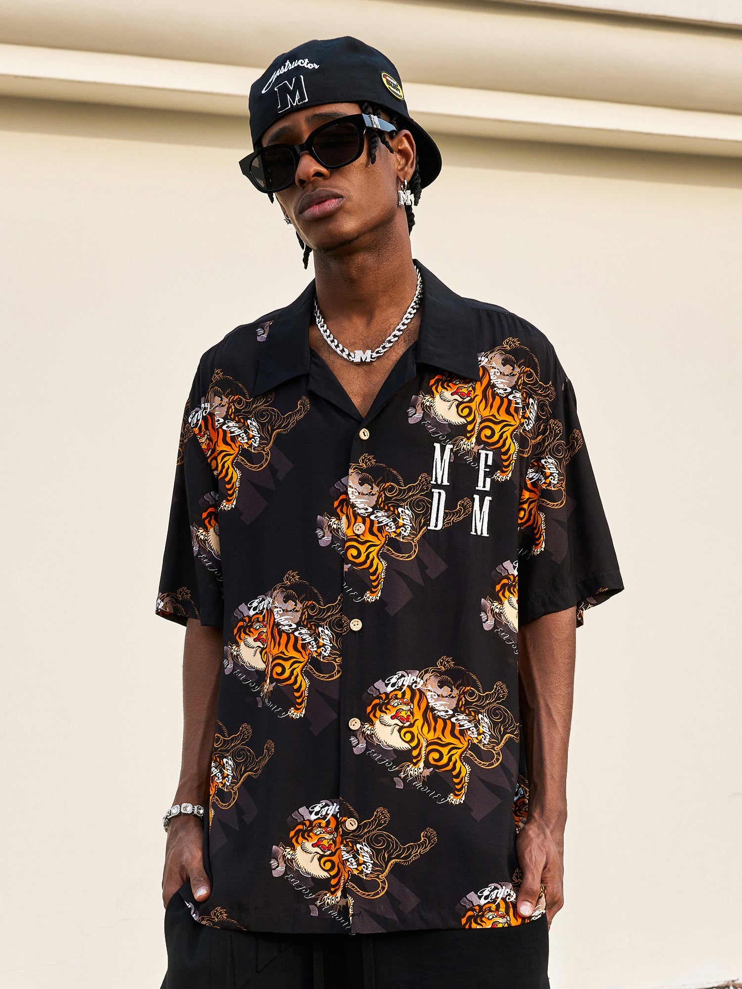 MEDM Tiger Full Printed Short Sleeved Hawaiian Shirt