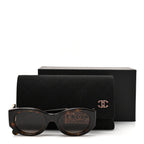 Acetate Calfskin Chain Polarized CC Sunglasses 5536-Q-A Tortoise