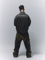 ANTIDOTE Badge Printed Washed Polo Sweatshirt