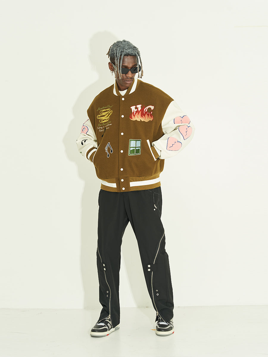 Harsh and Cruel Graffiti Logo Smiley Face Love Heart UFO Varsity Jacket