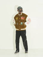 Harsh and Cruel Graffiti Logo Smiley Face Love Heart UFO Varsity Jacket
