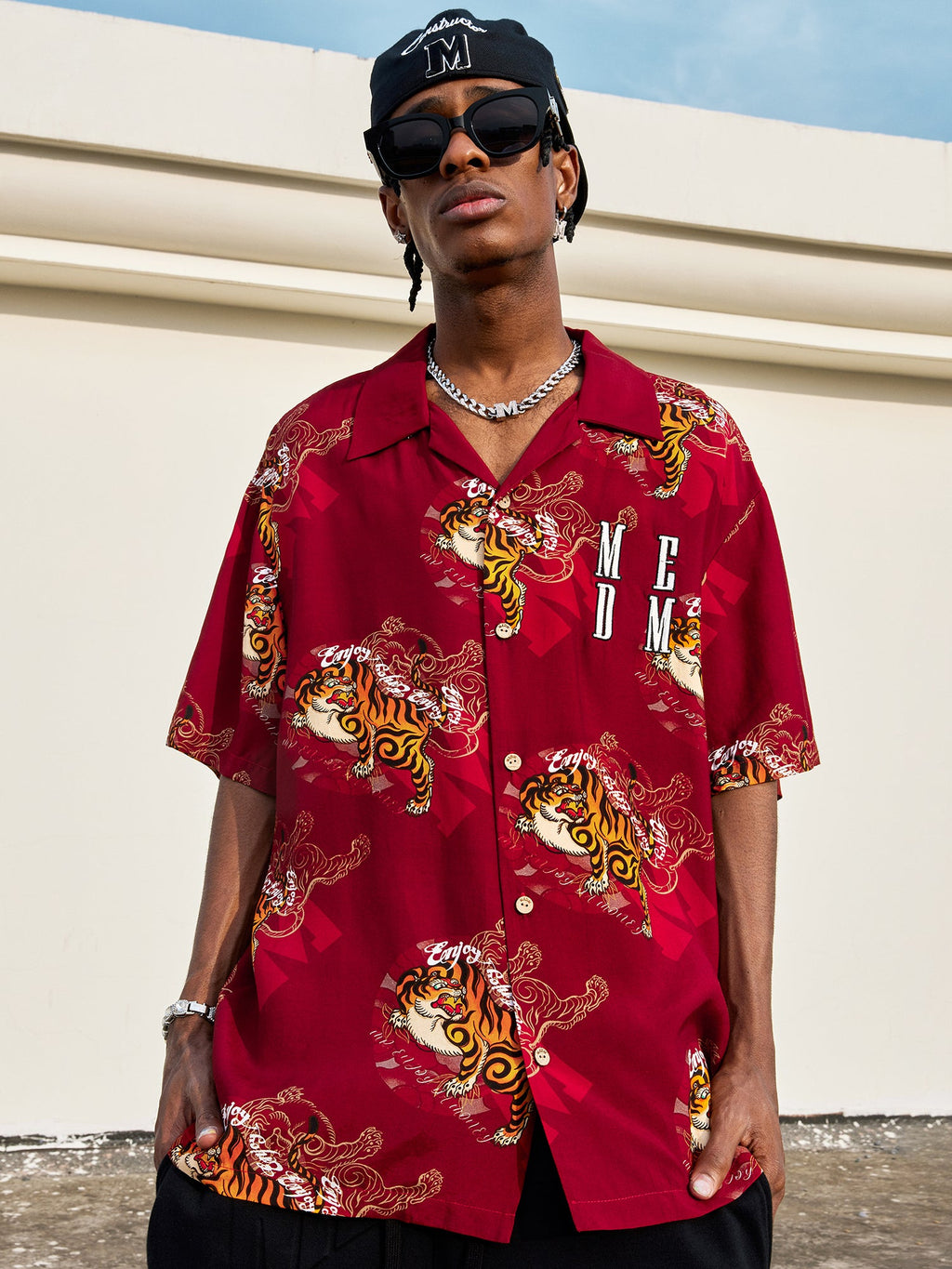 MEDM Tiger Full Printed Short Sleeved Hawaiian Shirt