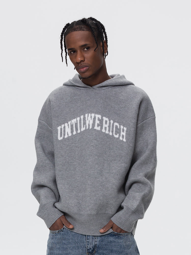 UNTILWERICH Jacquard Hooded Knit Sweater