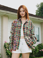 S45 Patchwork Plaid Long Sleeved Shirt