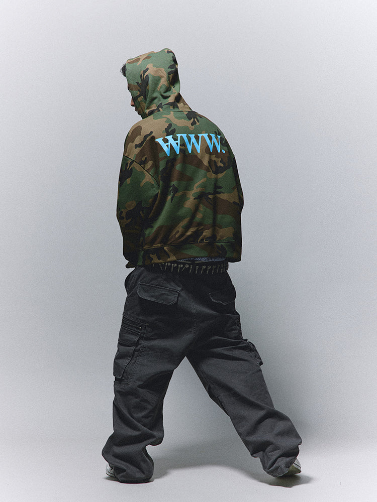 ANTIDOTE Camouflage Printed Zip Up Hoodie