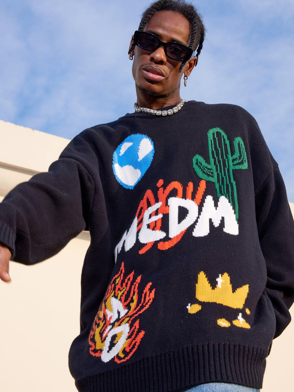 MEDM Campfire Cactus Knit Sweater
