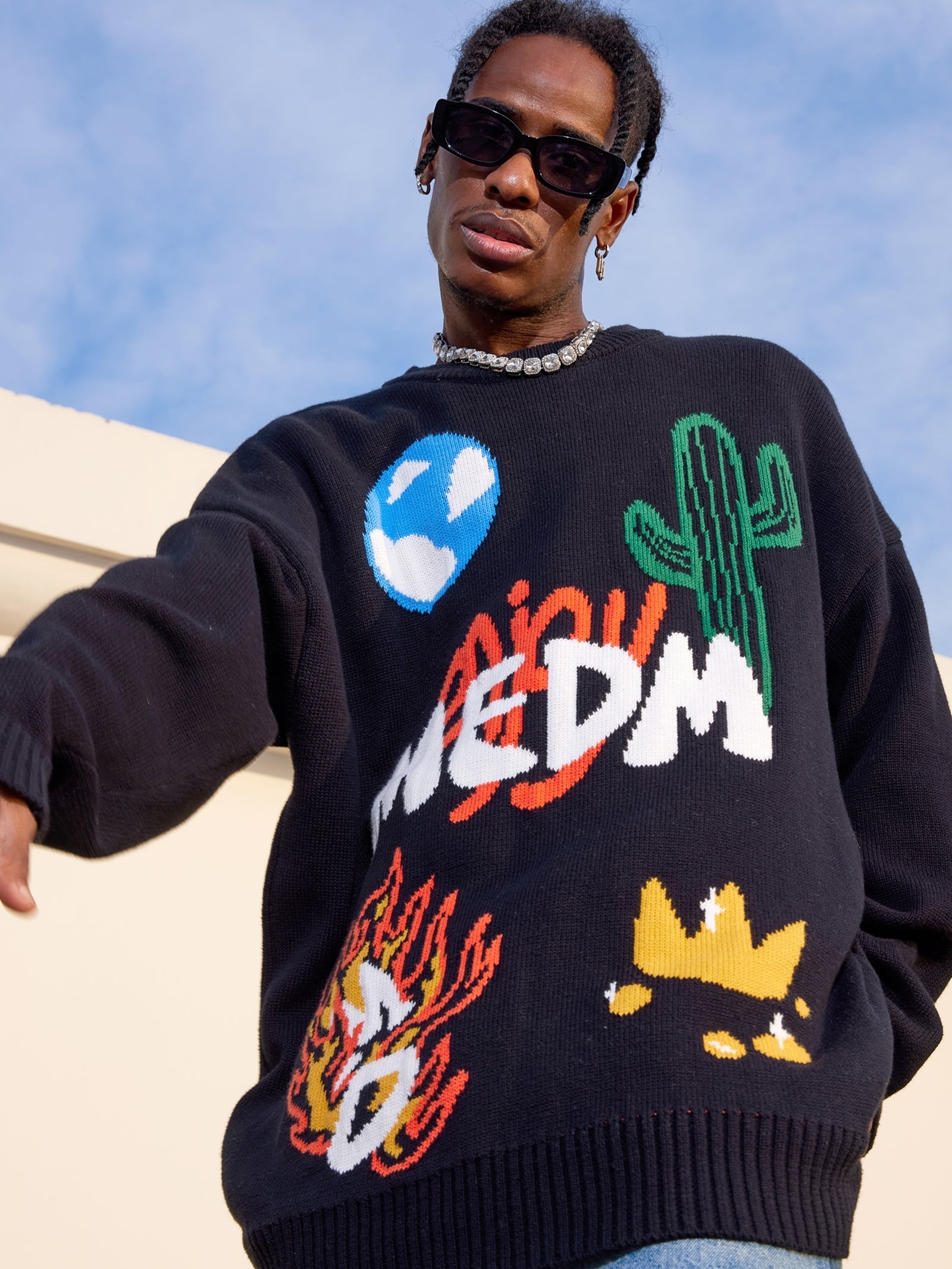 MEDM Campfire Cactus Knit Sweater