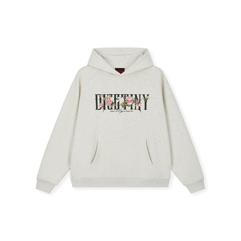 DICETINY Basic Logo Rose Floral Print Hoodie