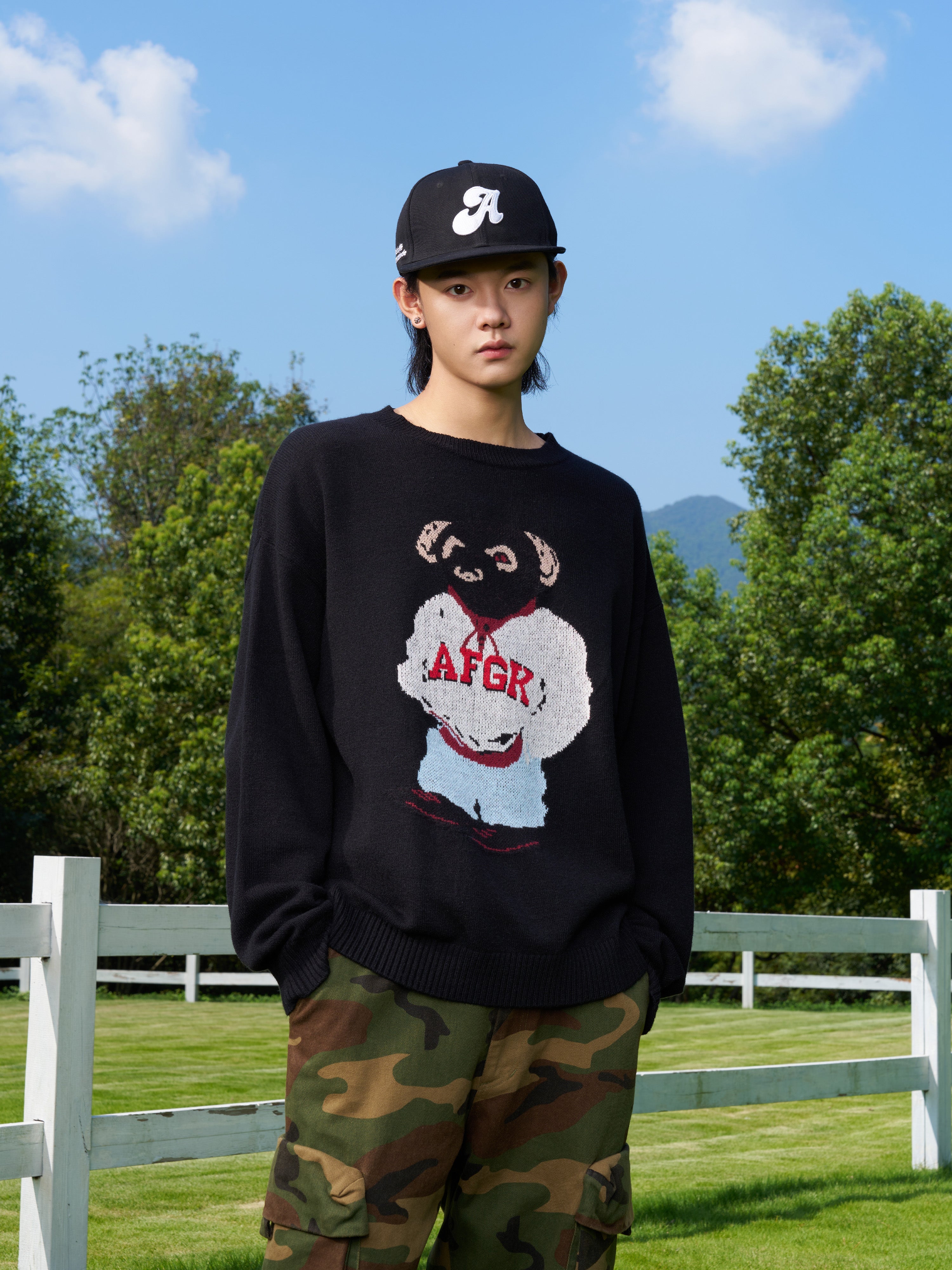 AFGK Bear Jacquard Knit Sweater