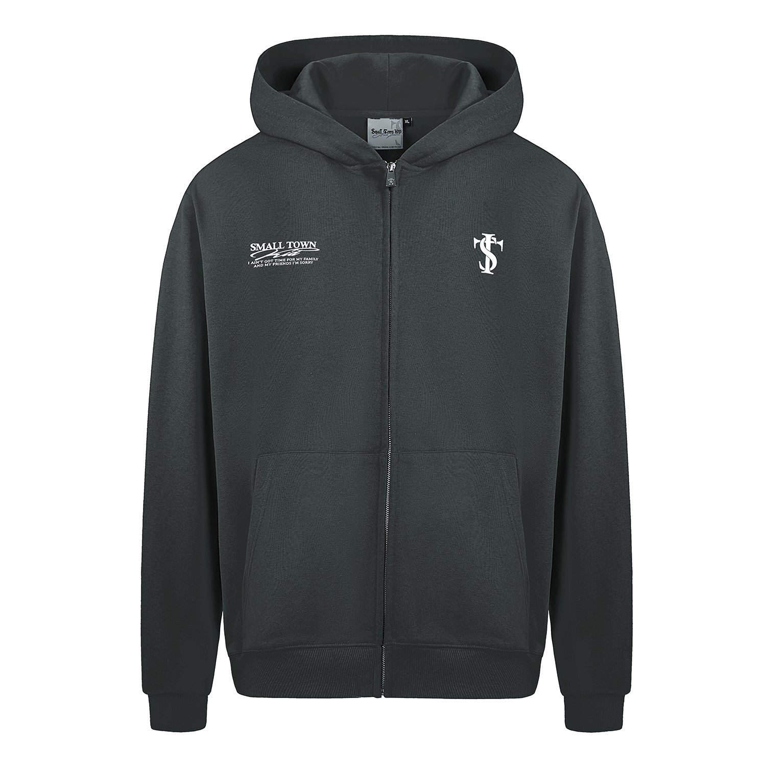 Small Town Kid Font Typography Logo Zip Up Hoodie