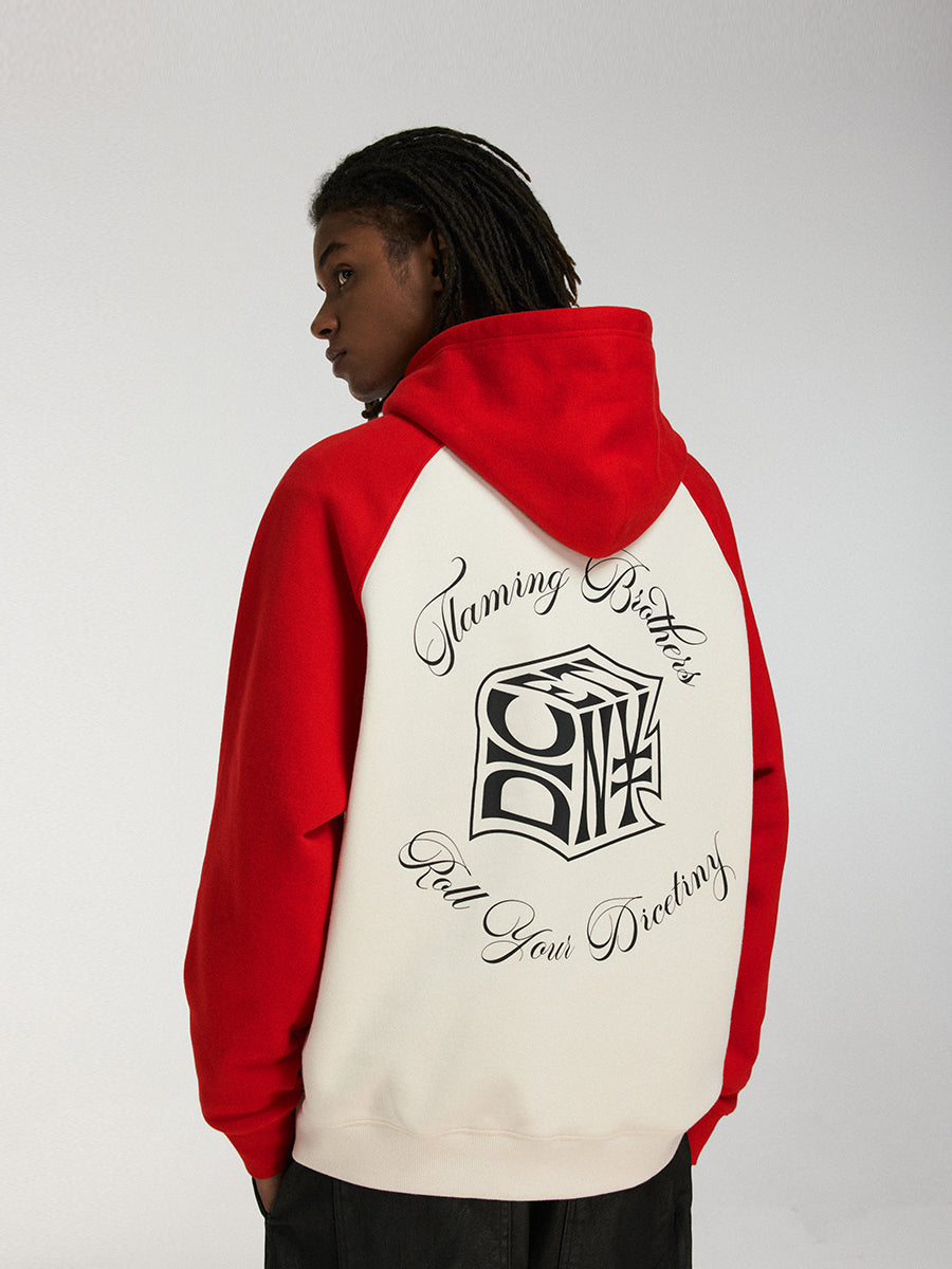 DICETINY Dice Roll Print Color Blocked Hoodie