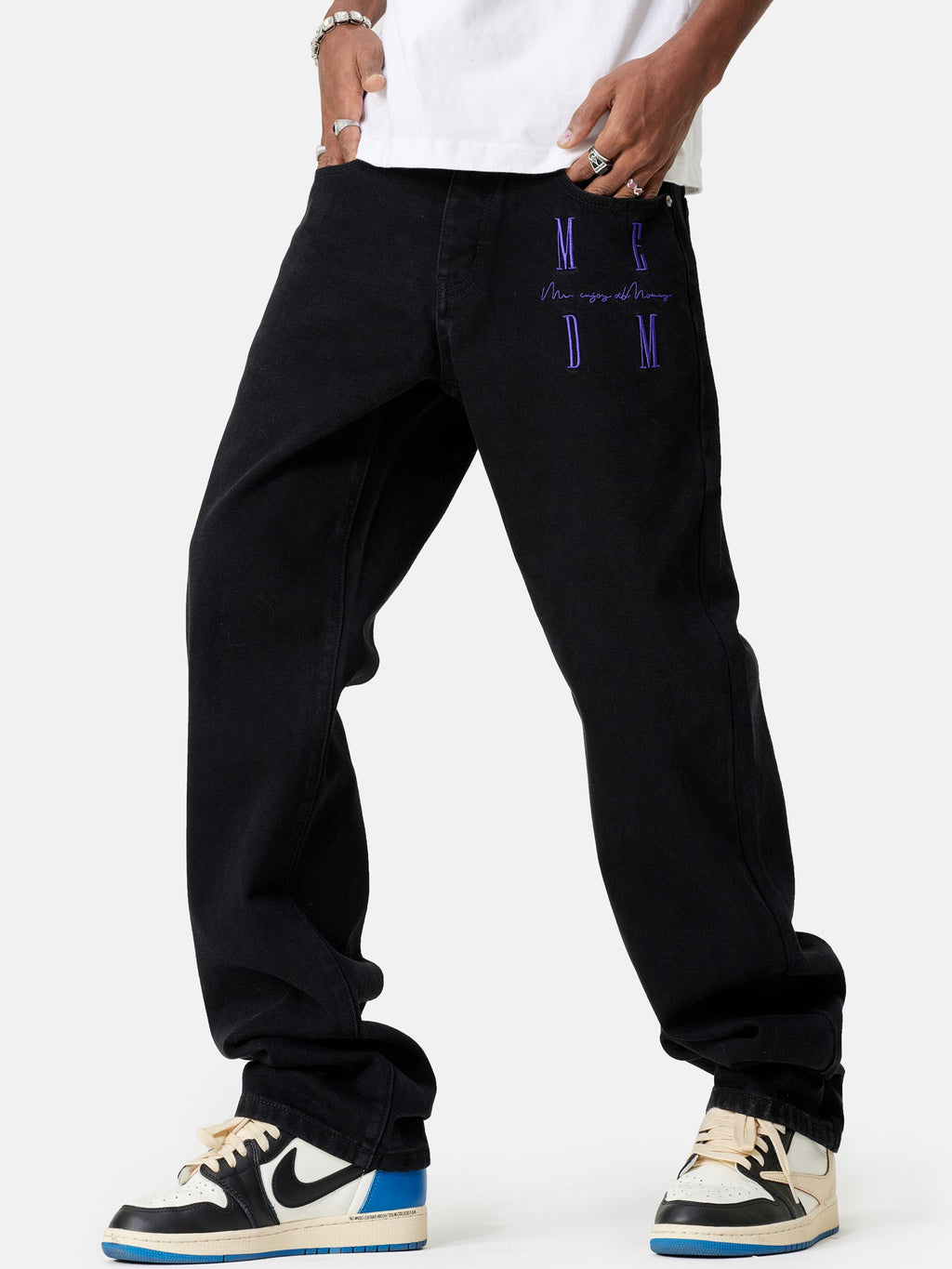 MEDM LOGO Embroidery Denim Pants