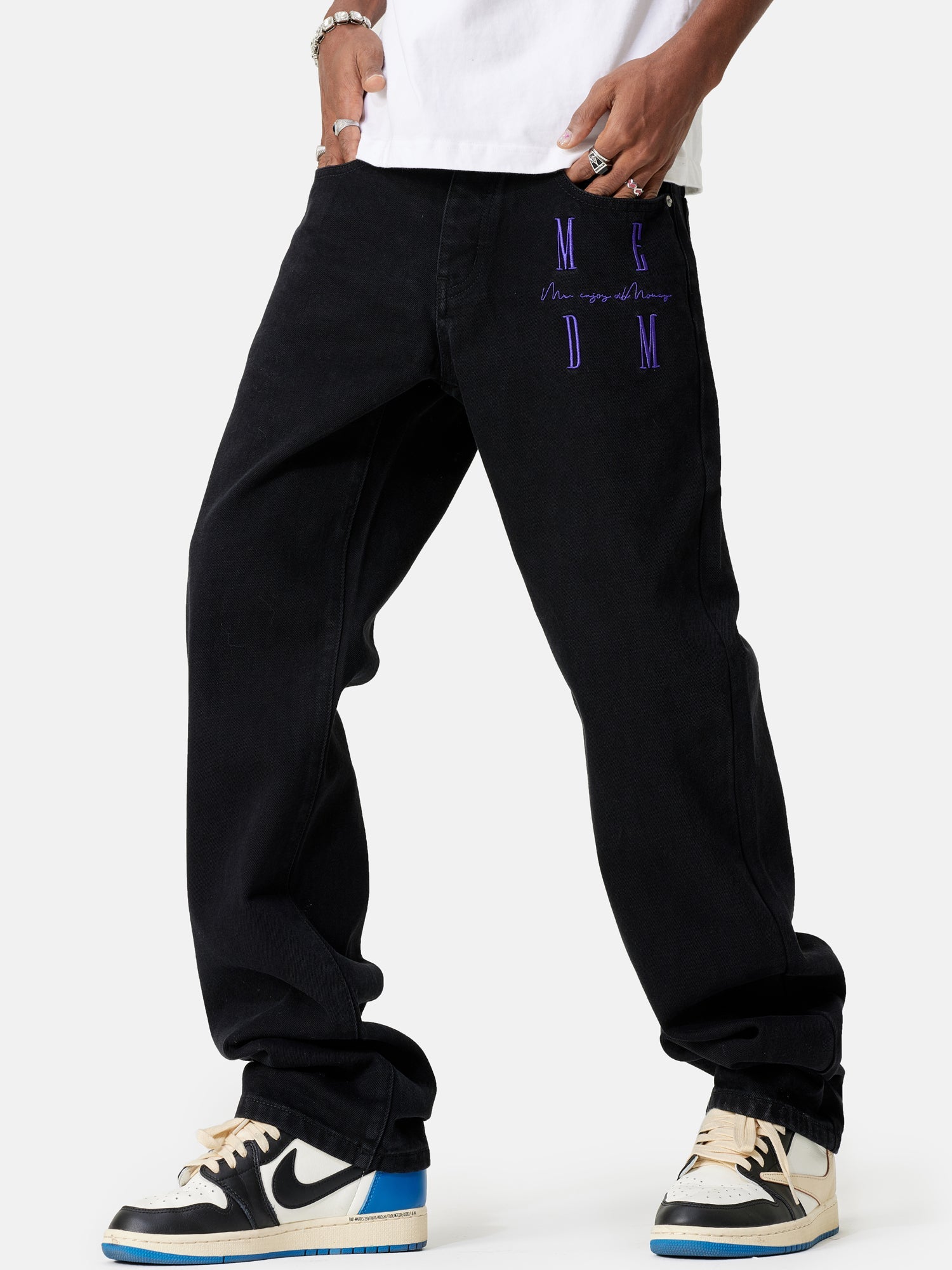 MEDM LOGO Embroidery Denim Pants