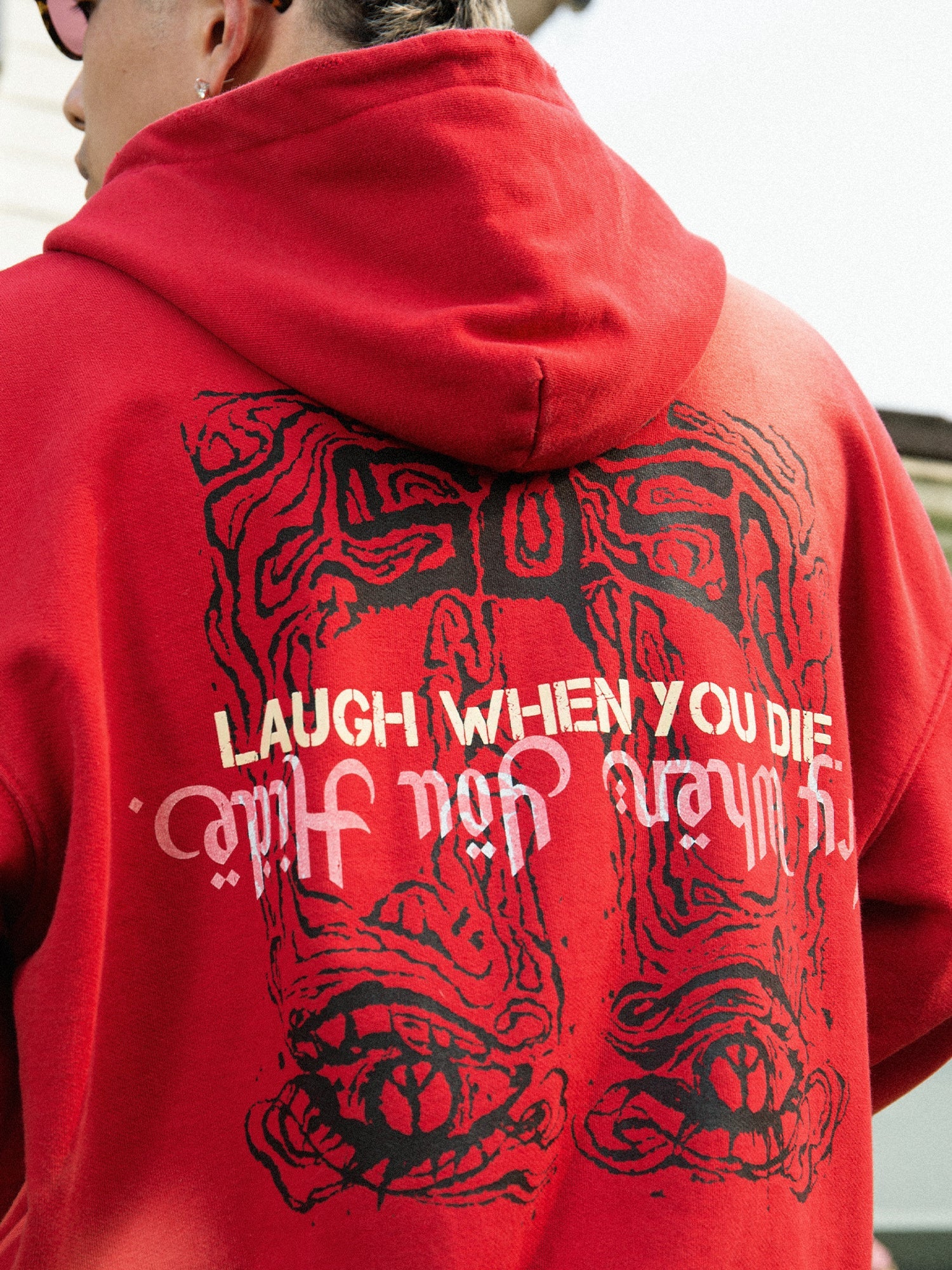 S45 Gradient Washed Tears Girl Print Hoodie