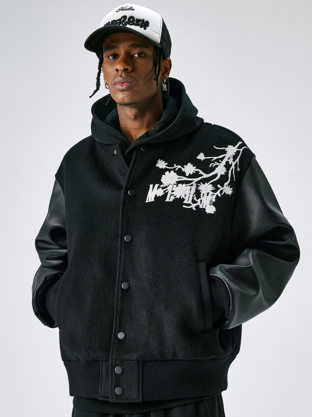 MEDM Daisy Embroidery Varsity Jacket