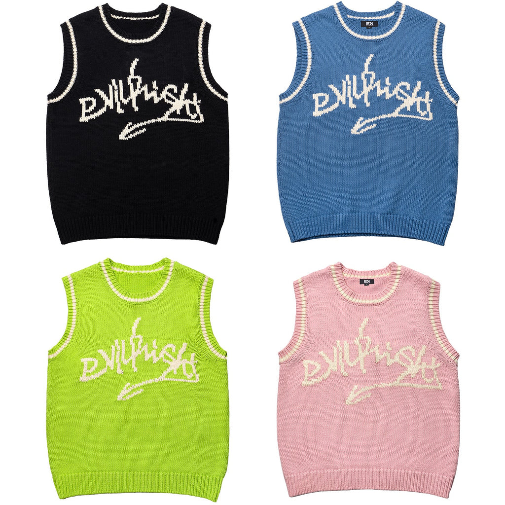 EVILKNIGHT(EK) Jacquard Logo Knit Vest