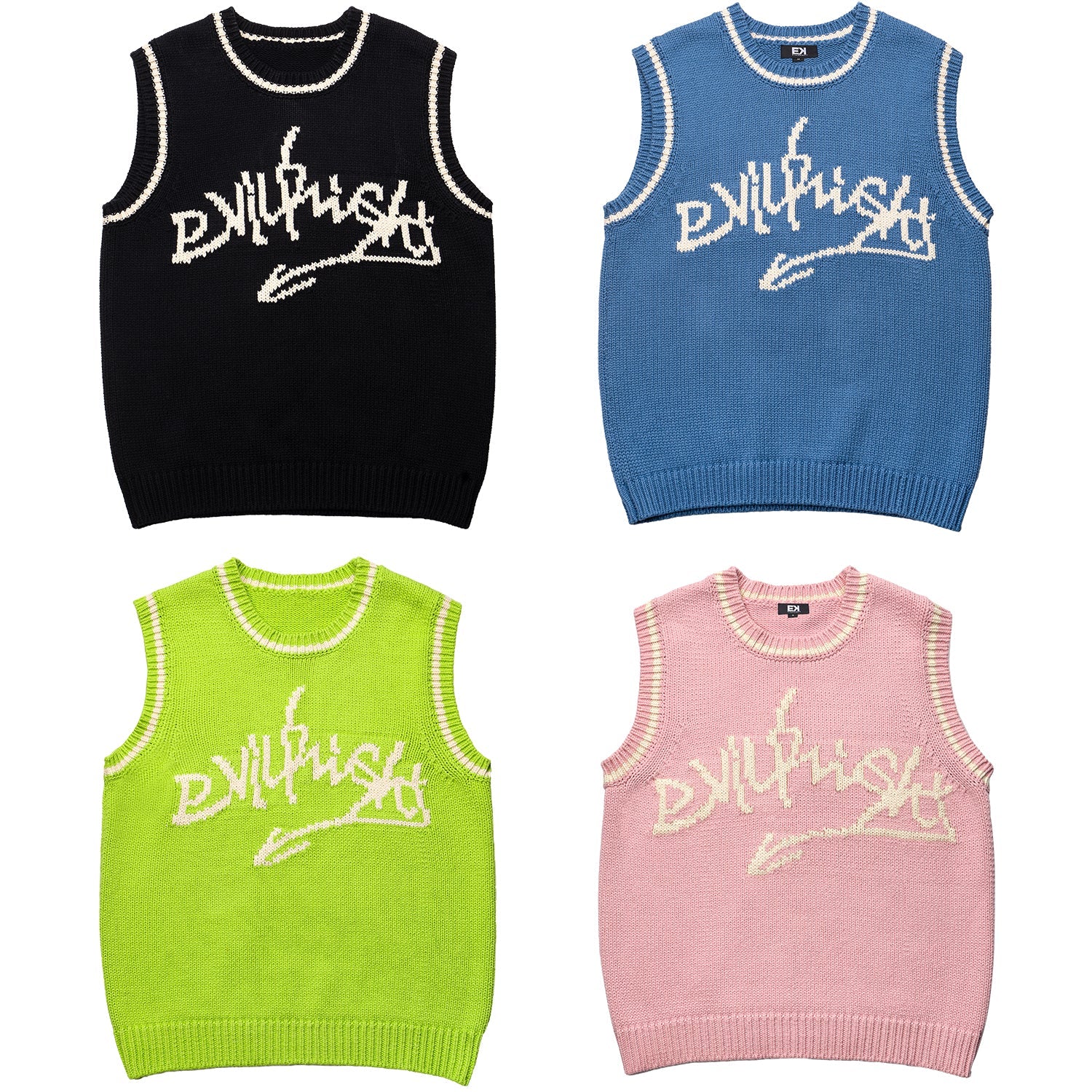 EVILKNIGHT(EK) Jacquard Logo Knit Vest