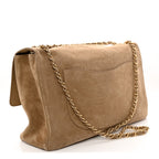 Suede Calfskin Souplissimo Maxi Flap Dark Beige