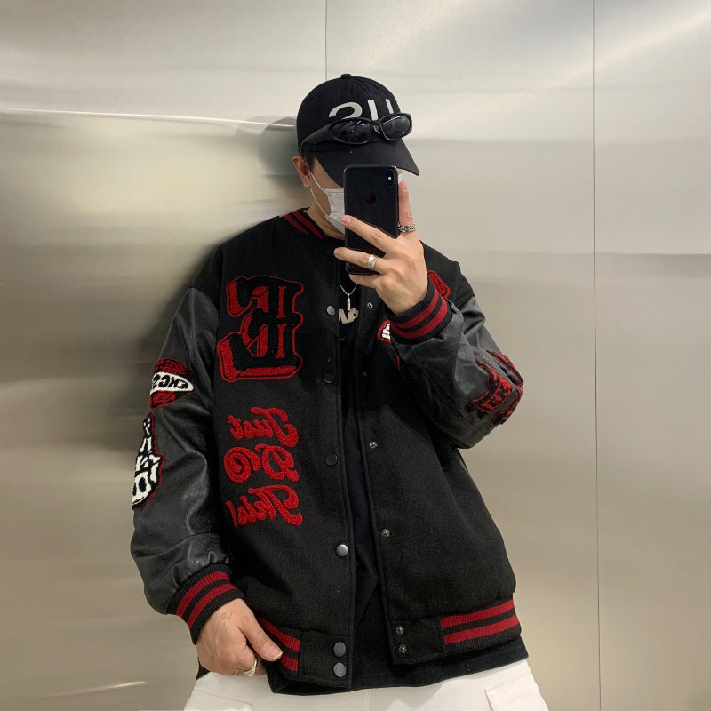 F3F Select Skeleton Skull Embroidered Varsity Jacket