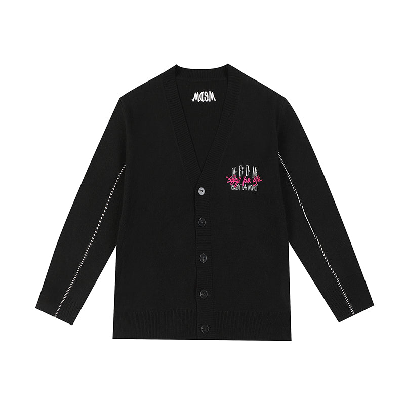 MEDM V Neck Embroidered Knit Cardigan