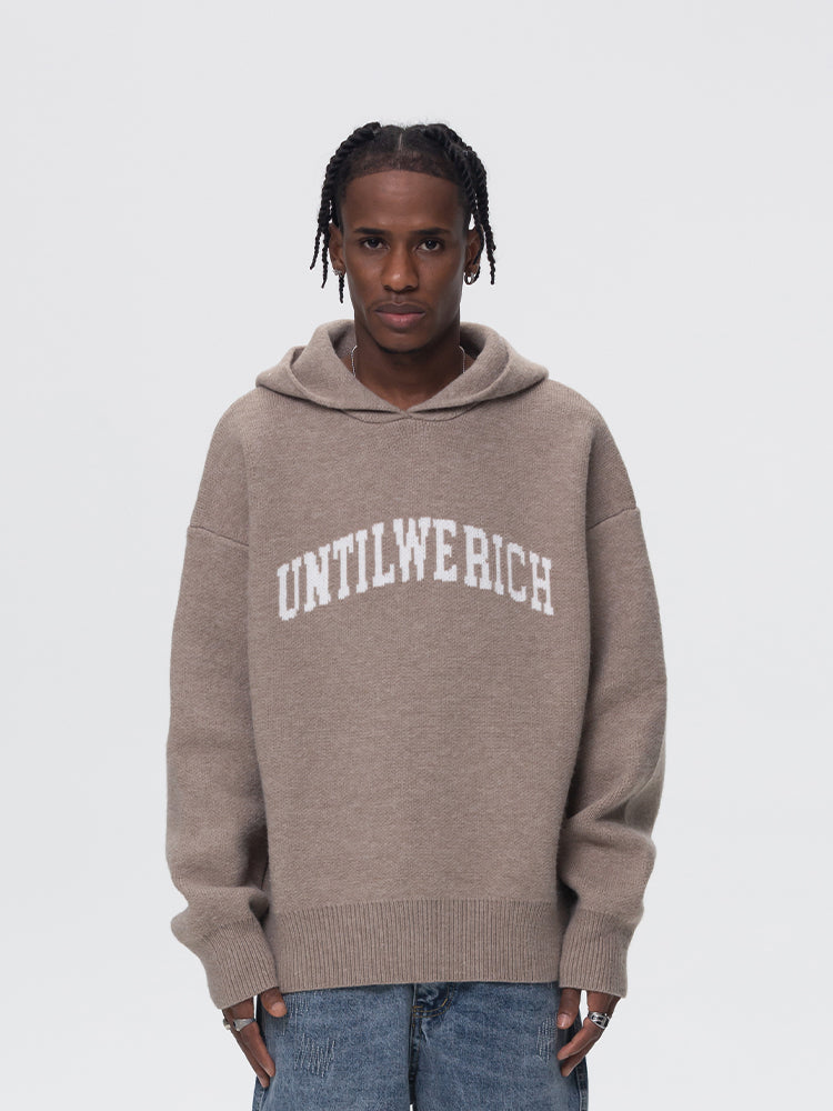 UNTILWERICH Jacquard Hooded Knit Sweater