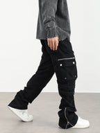 F3F Select Washed Old Multi Pocket Patchwork Work Pants