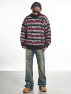 F3F Select Gradient Striped Fuzzy Knit Sweater