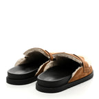Suede Goatskin Shearling Mens Go Mules 43 Beige Kraft Ecru