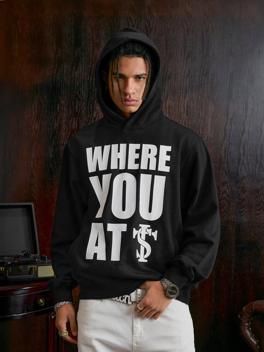 Small Town Kid WHERE YOU AT Slogan Hoodie
