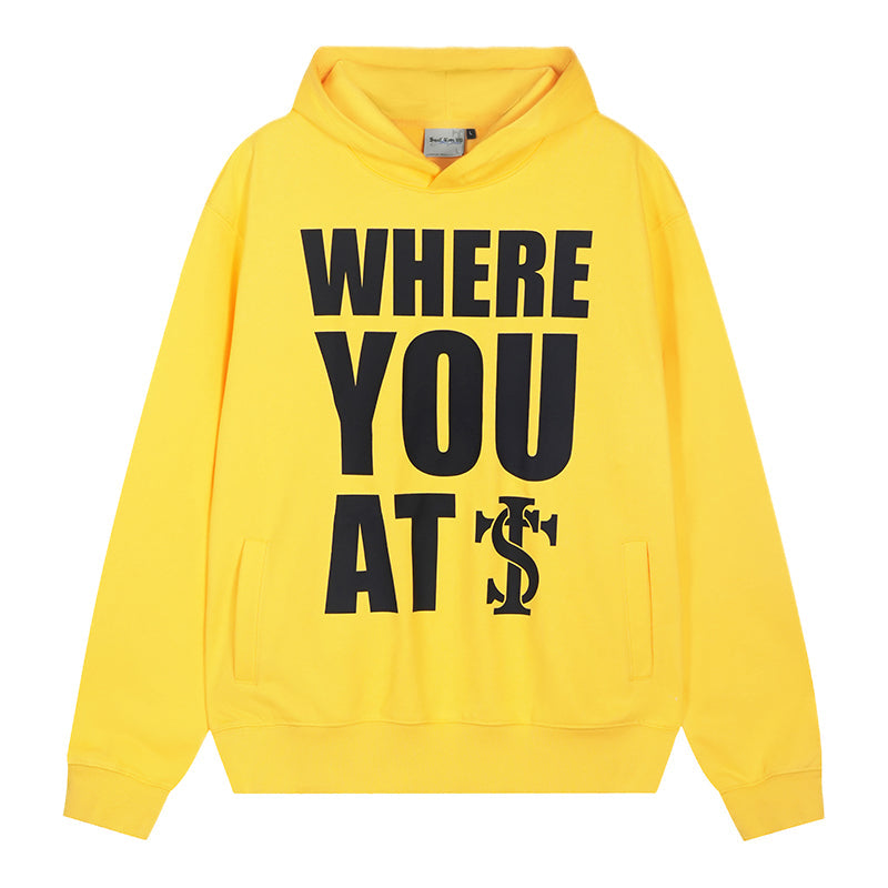 Small Town Kid WHERE YOU AT Slogan Hoodie