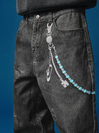 YADcrew Chain Embossed Print Jeans