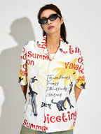 DICETINY Bunny Full Print Short Sleeved Cuban Shirt