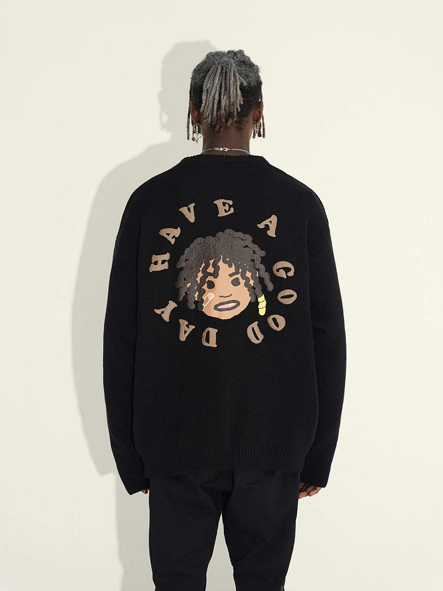 Harsh and Cruel Hand-Painted Kids Circular 3D LOGO Knit Sweater