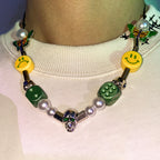 SALUTE *EVAE+ MOB Dice Skull Pearl Smiley Face Necklace