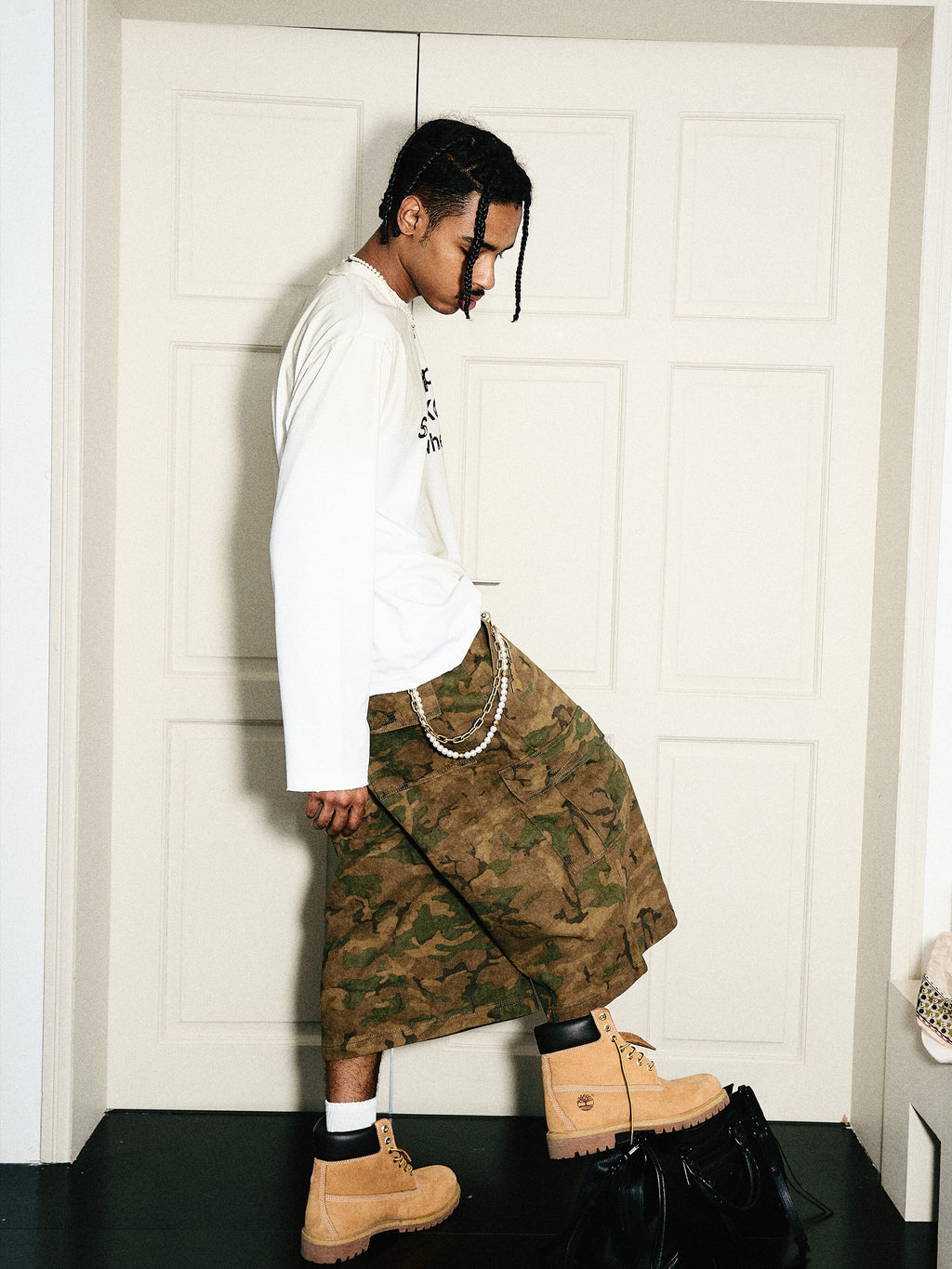 STEEPC Camouflage Distressed Cargo Baggy Shorts