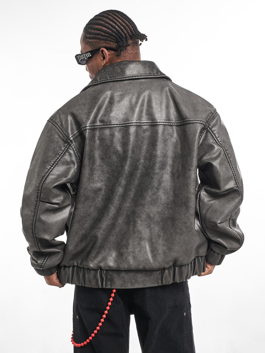 F3F Select Vintage PU Leather Zip Up Jacket