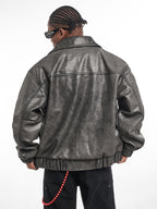F3F Select Vintage PU Leather Zip Up Jacket