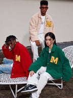 MEDM Logo Letters Embroidered Sherpa Fleece Boa Jacket