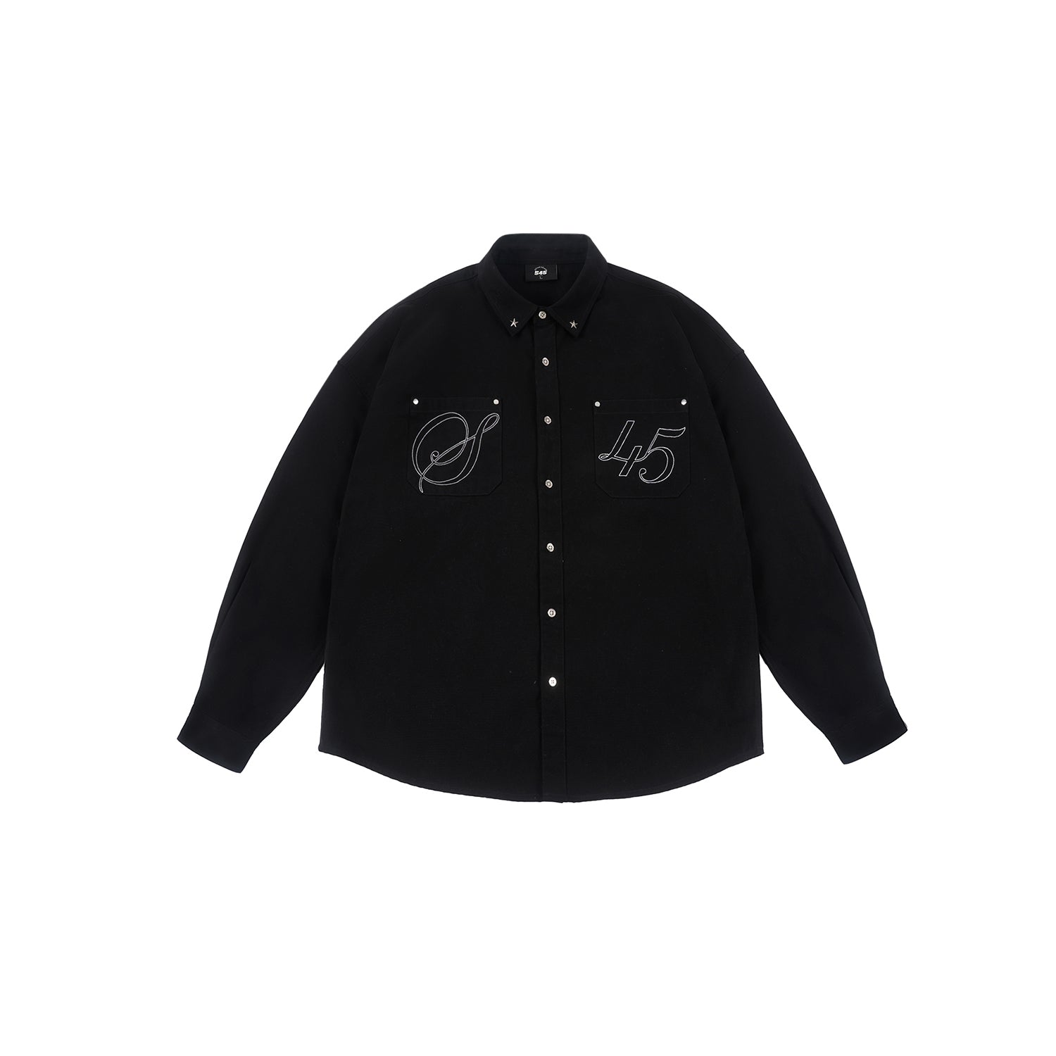 S45 Basic Embroidery Star Studs Long Sleeved Shirt