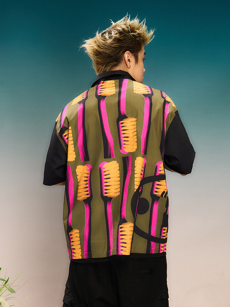 YADcrew Full Print Toothbrush Short Sleeve Shirt