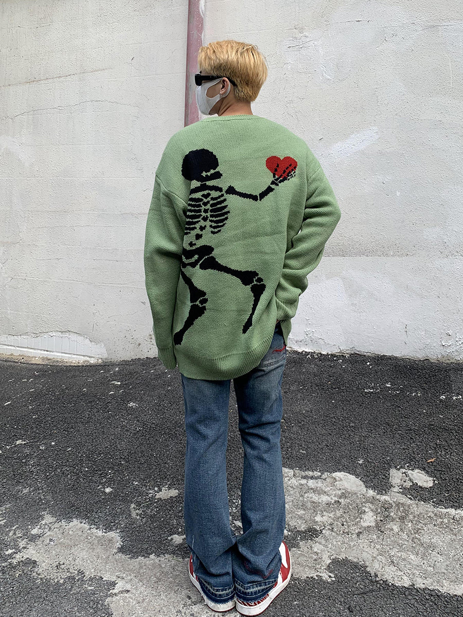 Skeleton Hands Heart Knit Sweater