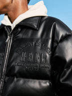 MEDM Embossed LOGO Leather Down Jacket
