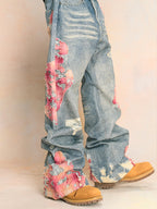 YADcrew Evening Lace Print Denim Jeans