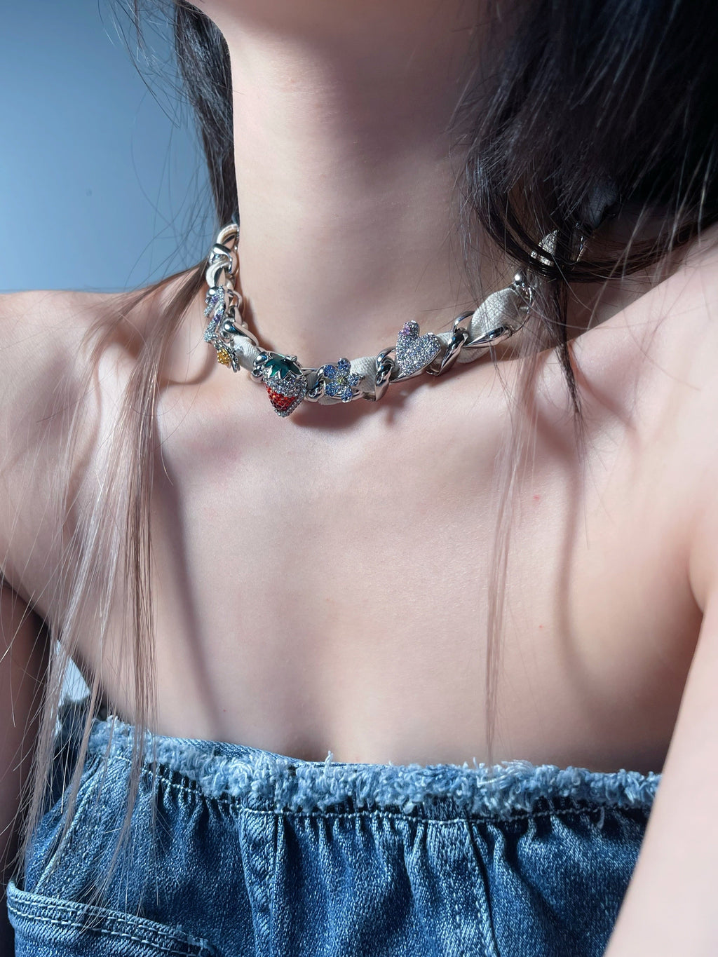 Nbostore Strawberry Full Of Diamonds Necklace
