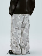F2CE Gray White Camouflage Baggy Cargo Pants