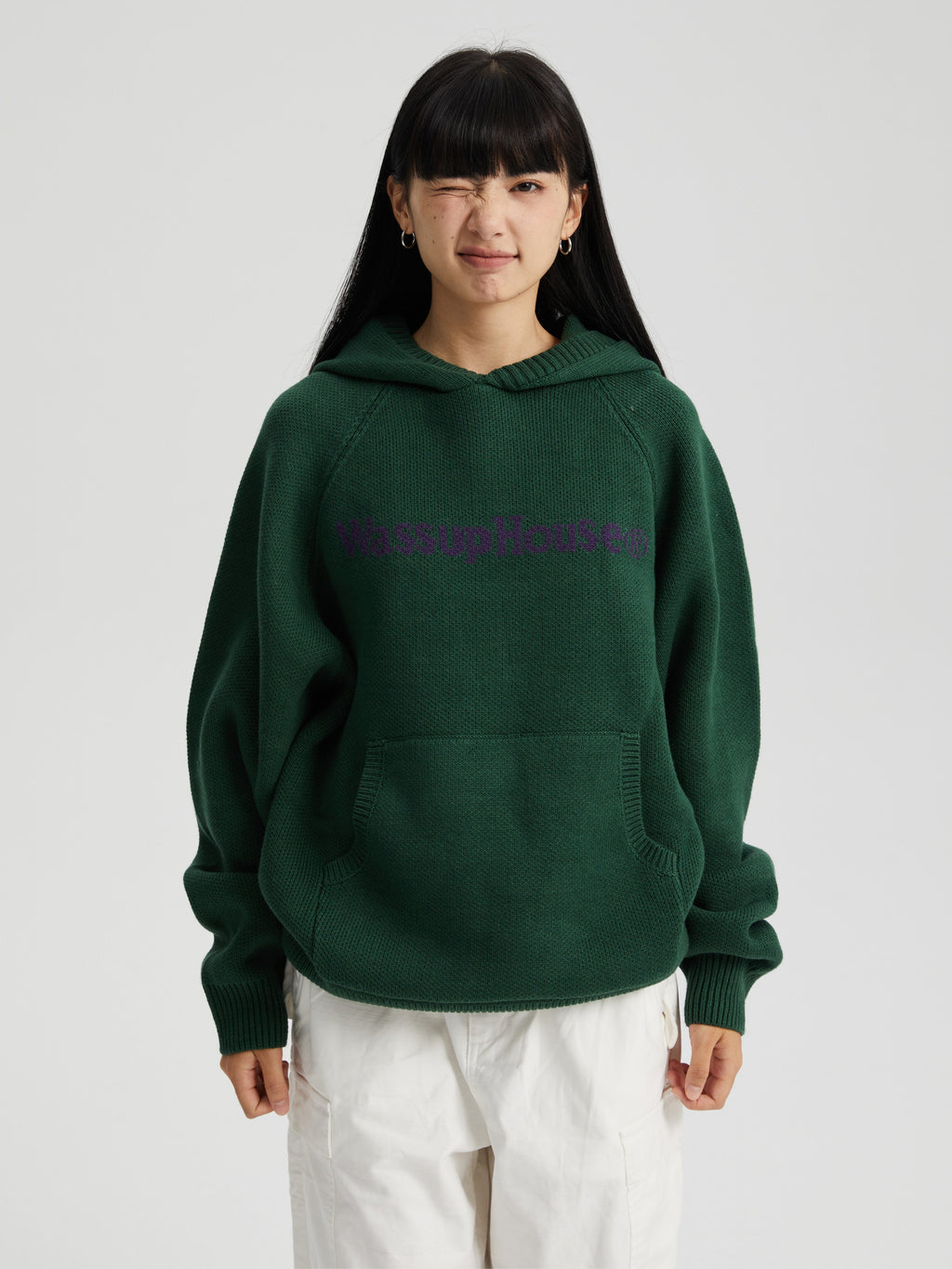 Wassup House Basic Logo Knit Hoodie