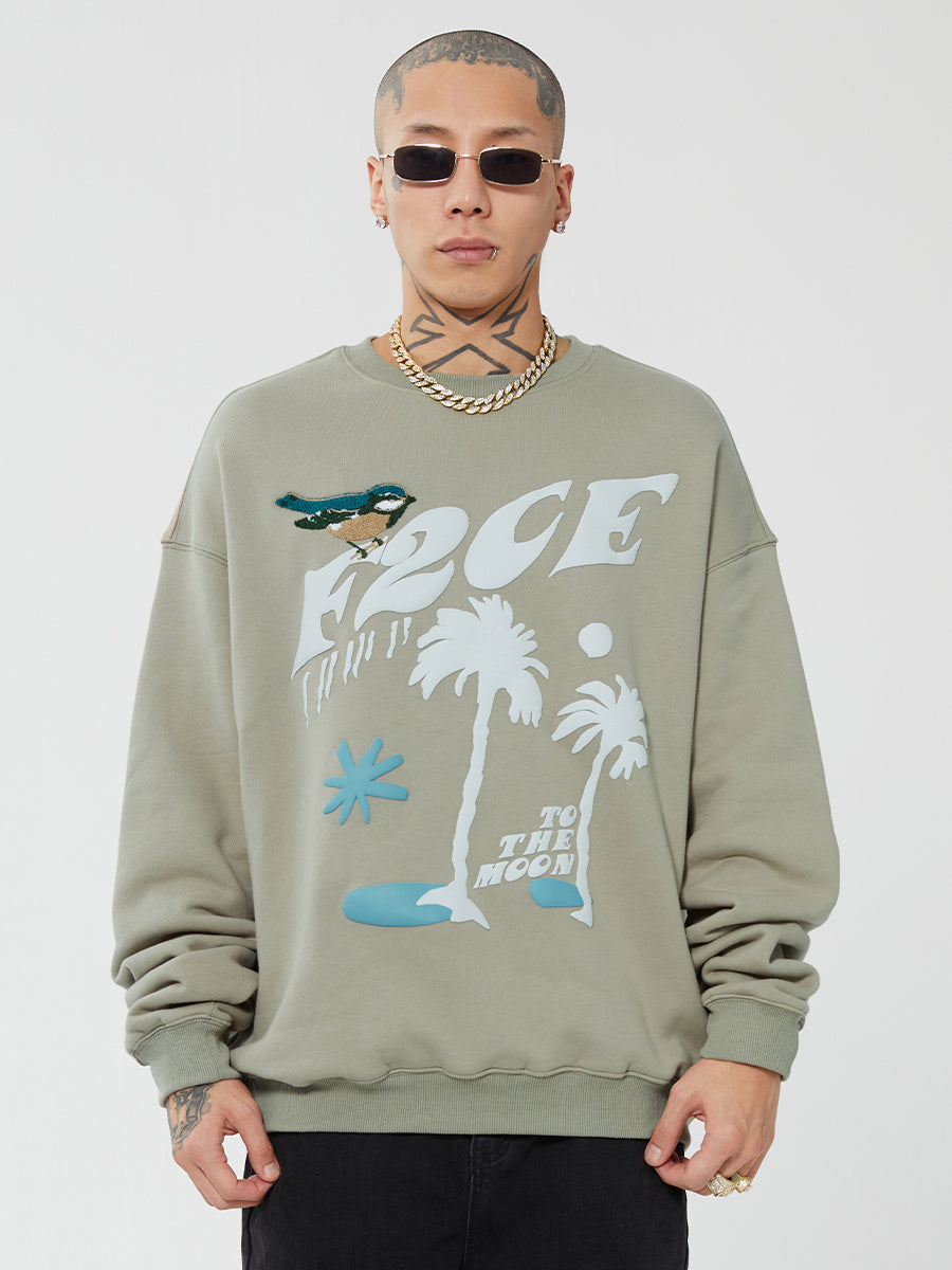 F2CE LOGO Foam Creative Print Embroidery Sweatshirts