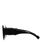 Acetate Calfskin Polarized Square Sunglasses 5474-Q Black