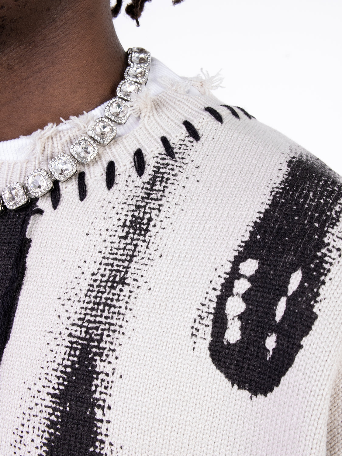 F3F Select Ghost Print Destroy Knit Sweater