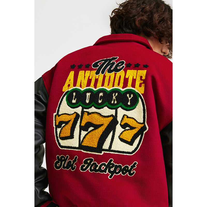 ANTIDOTE Lucky 777 Embroidered Varsity Baseball Jacket